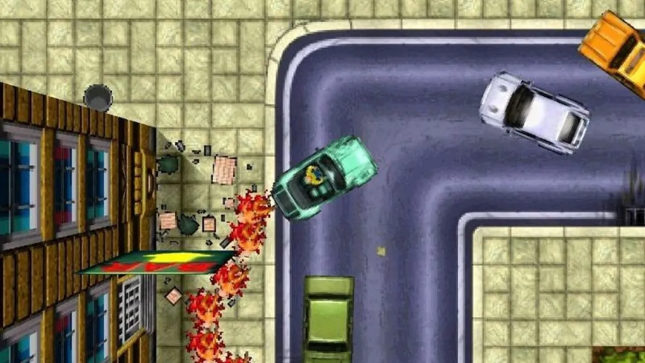 Vista cenital de Grand Theft Auto (1997).